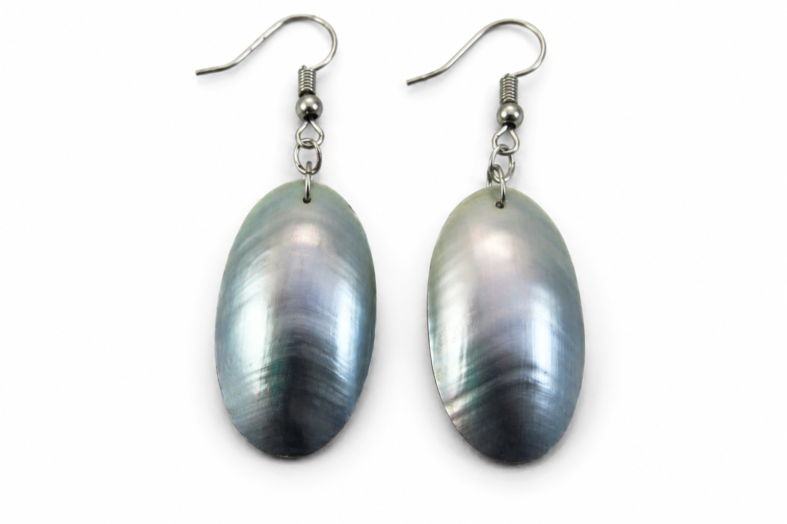 EARING DOME OVAL BLUE GREY HOOK